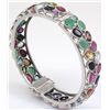 Image 2 : Semi-Precious Bangle Bracelet Rainbow 92.5 Sterling Sil