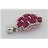 Image 2 : 20.66CTW Pink Ruby Cluster Design Silver Pendant