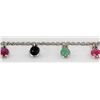 Image 2 : Multi-color 8.60ctw Bezel Dangles Silver Necklace 7.73g