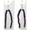 Image 1 : 31.39ct 2 Row Natural Multi-Color Silver Hook Earring