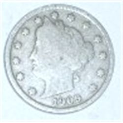 1909 LIBERTY HEAD "V" NICKEL *NICE EARLY VERY GOOD+ GRADE NICKEL*!! COIN CAME OUT OF SAFE!!