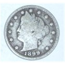 1899 LIBERTY HEAD "V" NICKEL RED BOOK VALUE IS $15.00+ *NICE EARLY FINE GRADE NICKEL*!!