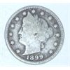 Image 1 : 1899 LIBERTY HEAD "V" NICKEL RED BOOK VALUE IS $15.00+ *NICE EARLY FINE GRADE NICKEL*!!