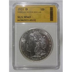 1921-D Morgan Silver Dollar SGS MS-66