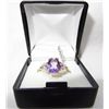 Image 2 : 2 Gold Plated Amethyst & Topaz Rings w/ CZ's
