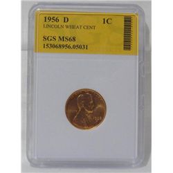 1956-D Lincoln Wheat Cent SGS MS68