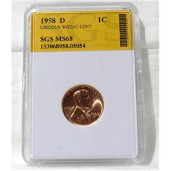 1958-D Lincoln Wheat Cent SG MS68