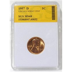 1957-D Lincoln Wheat Cent SG MS68