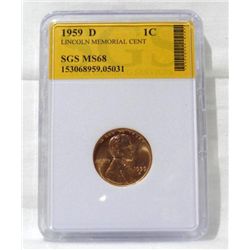 1959-D Lincoln Wheat Cent SG MS68