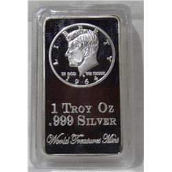 1 Troy Oz. .999 Silver/Clad Bar