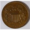 Image 1 : 1864  2 center NICE COLOR AU  GREAT TYPE COIN est $65-$70
