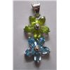 Image 1 : 4.290g Pendant of Peridot an Blue Topaz in Silver