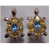 Image 1 : Frog Design Earring of Citrine,Blue Topaz and CZ of weight 12.160g in silver