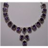 Image 1 : Amethyst and CZ 36.370g Necklace in Silver