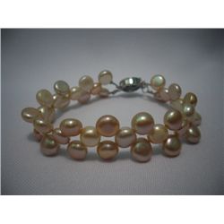 78 CTW  PEACH SIOPAO FLAT PEARL BRACELET