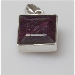 Natural 8.85 g Ruby Square .925 Sterling Silver Pendant