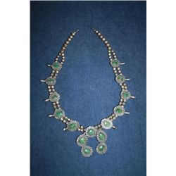 Sterling and Turquoise Squash Blossom Neck
