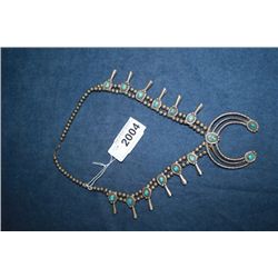 Squash Blossom Necklace with Turquoise & Sterling