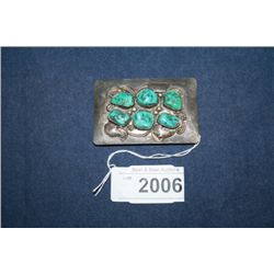 Sterling Silver Turquoise belt buckle artist signe