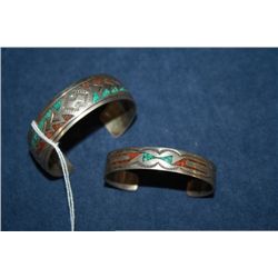 His & Hers Sterling Turquoise and Coral Bracel