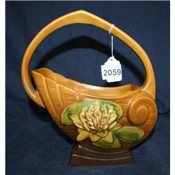 Roseville Water Lily Basket  Tan 10" 1940