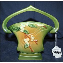 Roseville Snow Berry Basket Green 7"