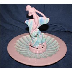 Royal Haeger Plate with Flower Frog Centerpiece