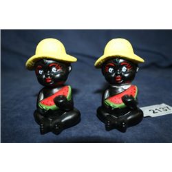 Salt & Pepper Black Babies Eating Watermelon