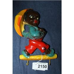 Chalkware Black Boy with Umbrella Hot Pad Holder