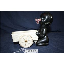 Black Boy with Wheel Cart Planter