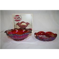 2 Pcs Indiana Red Carnival Glass