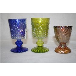 Grouping of 3 Carnival Glass Toothpick Holders