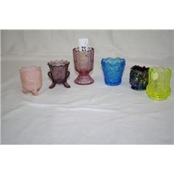 Grouping of 6 Pattern Glass Toothpick Holders