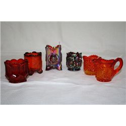 Grouping of 6 Pattern Glass Toothpick Holders&C/S
