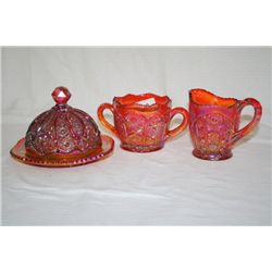 Red Carnival Glass by Indiana C/S & Butter