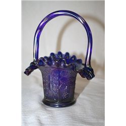 Cobalt Carnival Glass Fenton Basket