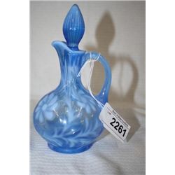 Blue Fenton Fern Pattern Cruet