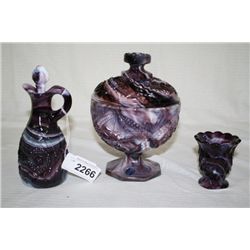 3 Pcs of Imperial Glass Amethyst Slag