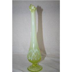 Opalescent Vaseline Glass Bud Vase