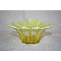 Opalescent Vaseline Glass Candlestick Holder