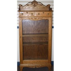 Carved Oak Bookcase with 2 Drawers