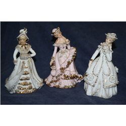 3 Lefton Figures"Ladies in Turn of Century Fashion