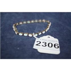 Sterling Silver Bracelet w/24 Oval Opals