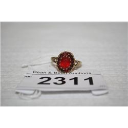 10 K Yellow Gold Ladies Ring w/Red Stone