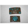 Image 1 : 2 Silver/ Turquoise Belt Buckles