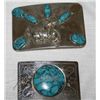 Image 2 : 2 Silver/ Turquoise Belt Buckles