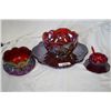 Image 1 : Grouping of 5 Pcs Red Indiana Carnival Glass