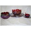 Image 2 : Grouping of 5 Pcs Red Indiana Carnival Glass