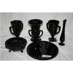6 Pcs Black Amethyst  Glass