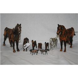 Group of 9 Copper Horses